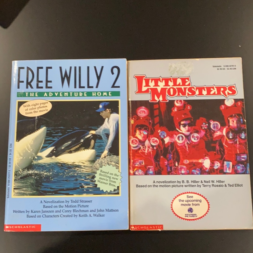 Free Willy 2 (1995) and Little Monsters (1989) - Vintage Paperback Novels